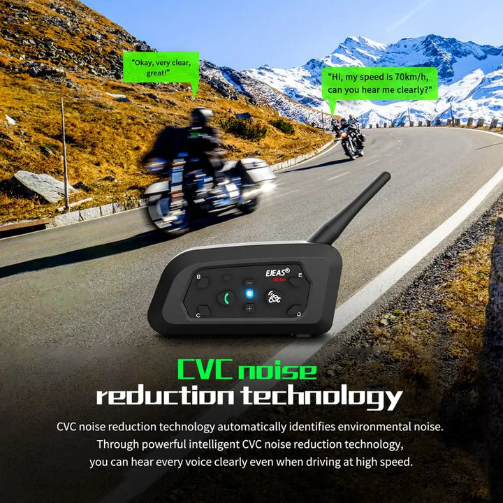 EJEAS V6 PRO+/PLUS Motorcycle Helmet Bluetooth Walkie Talkie 6 Rider Distance 800 Meters Waterproof IP67